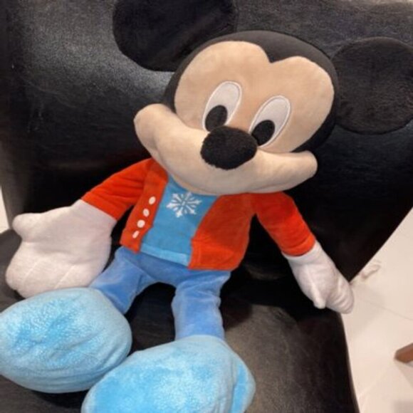 2017 Disney Mickey Mouse Plush 19" Large Snowflake Christmas Holiday Pre Owned - Picture 10 of 11